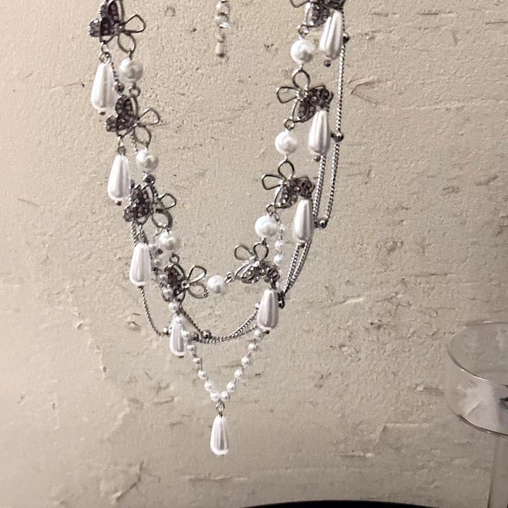 Droplet pendant rhinestone beaded choker necklace  | Festival Outfits Women