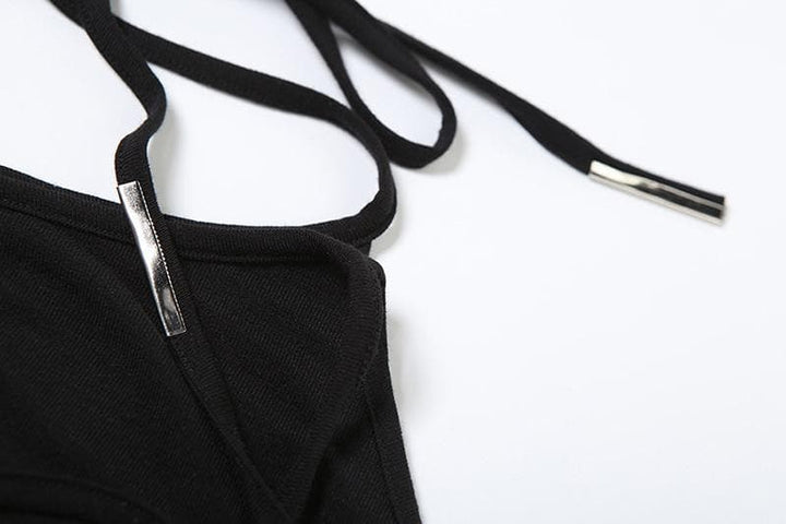 Halter backless solid ruched top  | Festival Outfits Women-final-sale