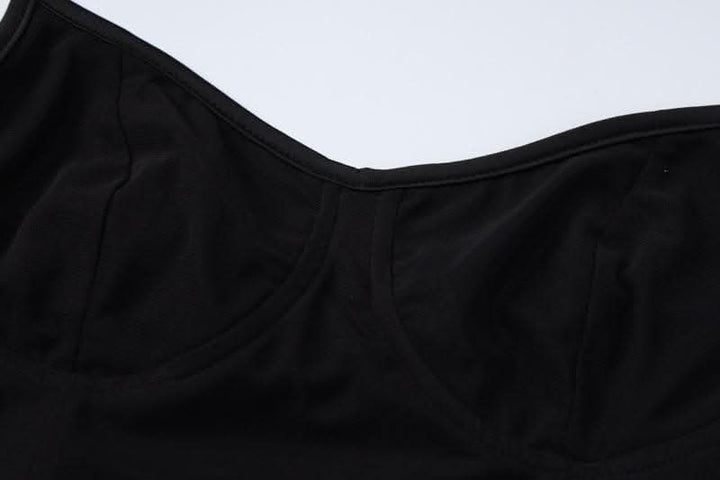 Long sleeve halter off shoulder ruched backless mesh ruffle mini dress-final-sale