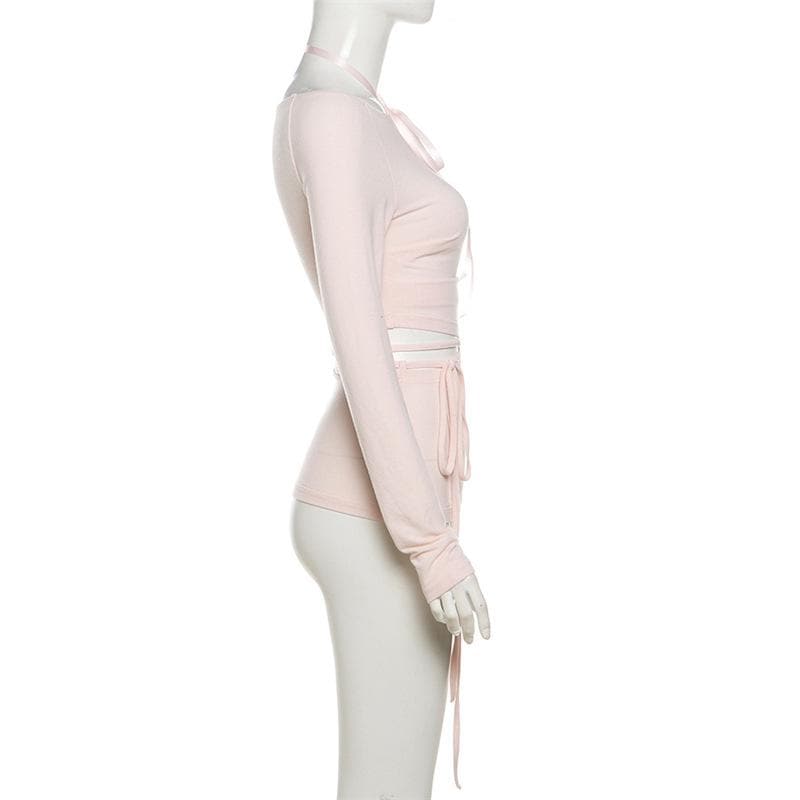 Ribbon dogon hannu mai zagaye a wuyan mata | Kayan Biki na Mata