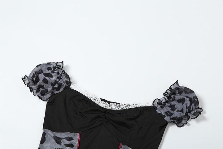 Rigar gajeriyar riga mai laushi da aka buga da damisa | Kayan Biki na Mata