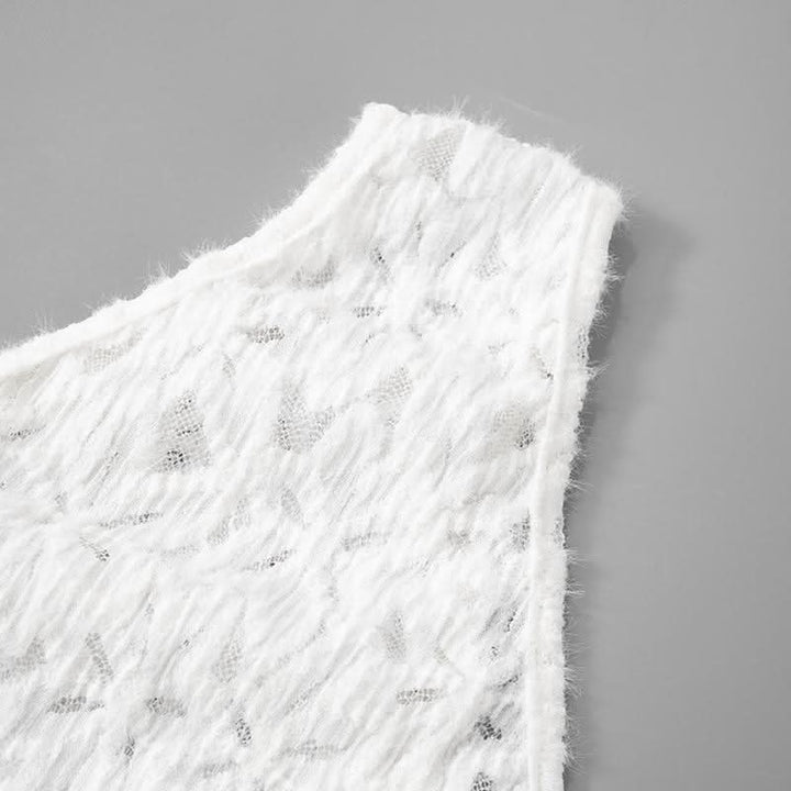 One shouler drawstring lace fluffy top  | Festival Outfits Women