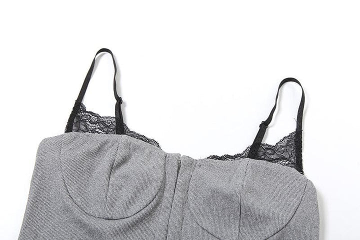 Ribbed lace hem button cami top  | Festival Outfits Women