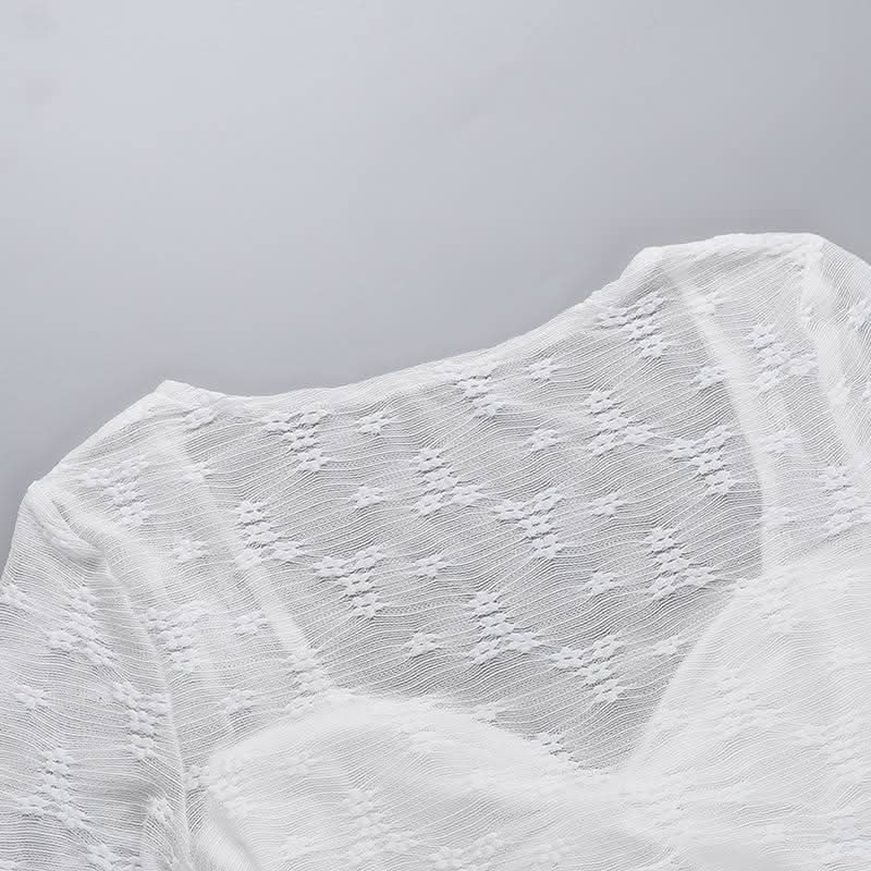 Long sleeve knotted flower pattern top  | Festival Outfits Women-final-sale
