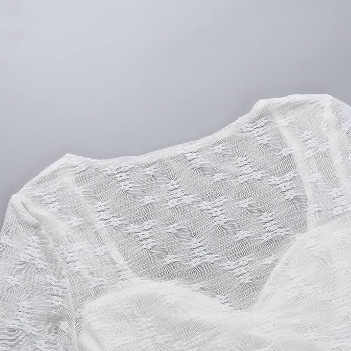 Long sleeve knotted flower pattern top  | Festival Outfits Women-final-sale