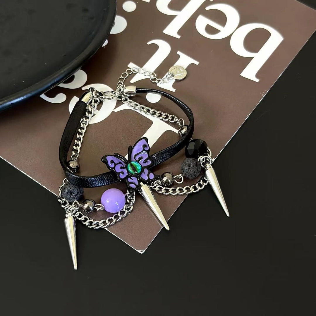 Rivet beaded butterfly metal chain bracelet  | Festival Outfits Women