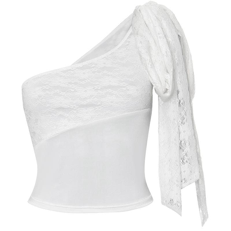 One shoulder lace knotted crop top  | Festival Outfits Women