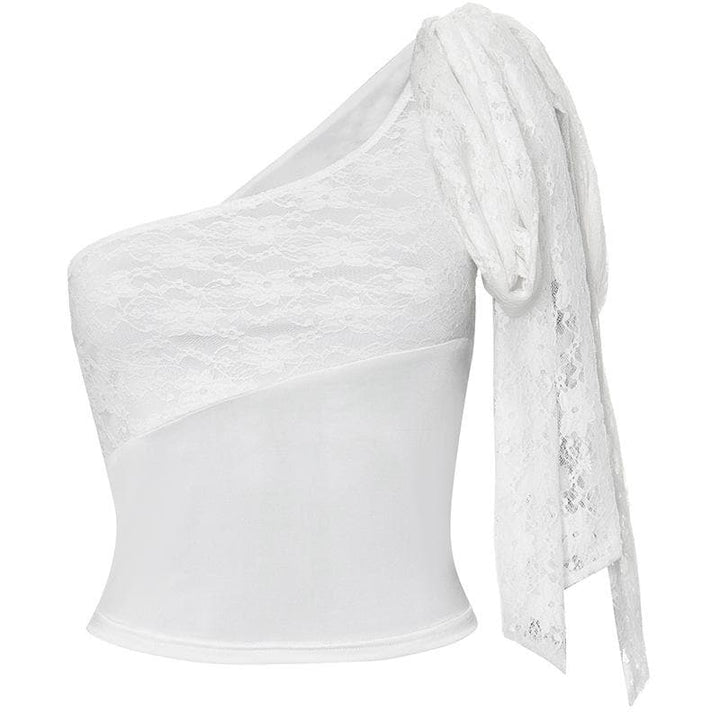 One shoulder lace knotted crop top  | Festival Outfits Women
