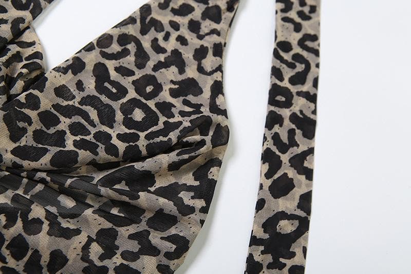 Halter leopard print backless top  | Festival Outfits Women  | Cheetah Print Top