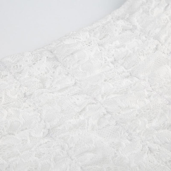 Ruched lace patchwork ruffle irregular mini skirt  | Festival Outfits Women