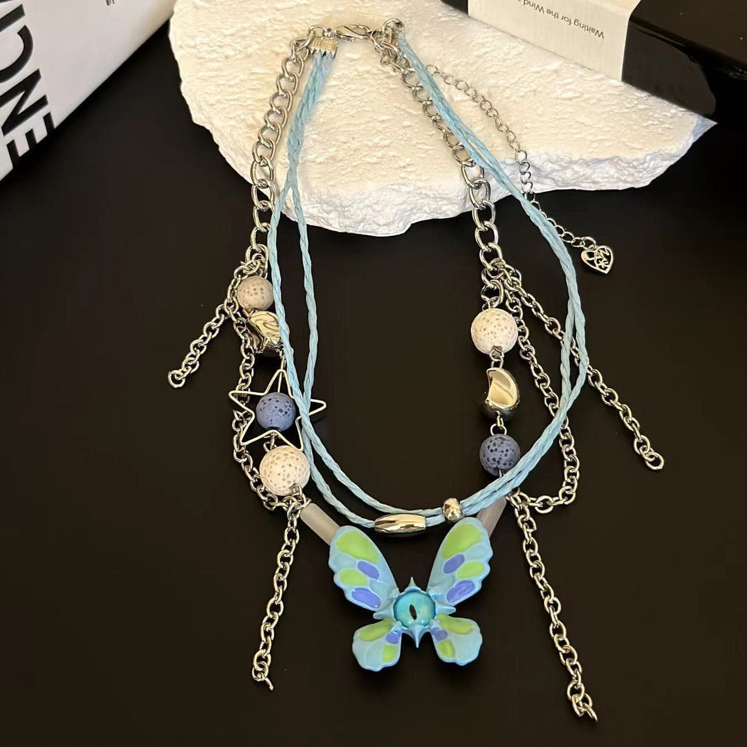 Butterfly beaded layered choker necklace  | Festival Outfits Women