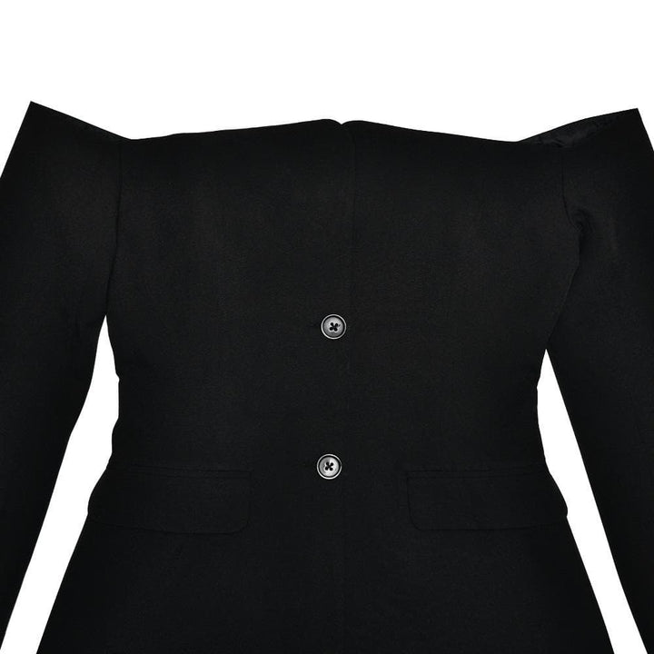 Long sleeve off shoulder button pocket mini dress  | Festival Outfits Women