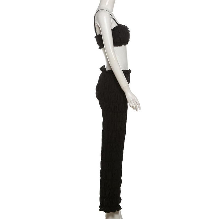 Smocked ruched low rise pant set-final-sale  | Festival Outfits Women