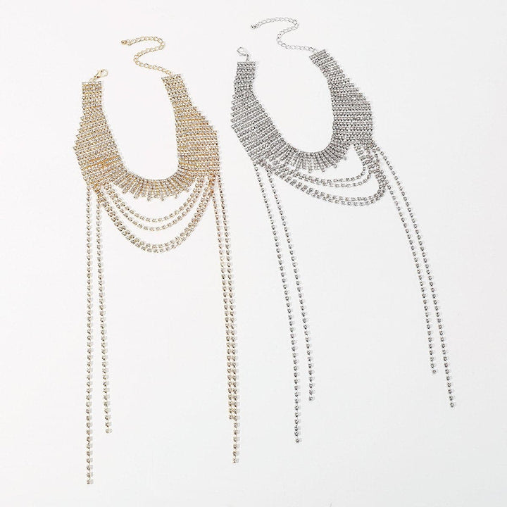 Layered rhinestone metal chain necklace  | Festival Outfits Women