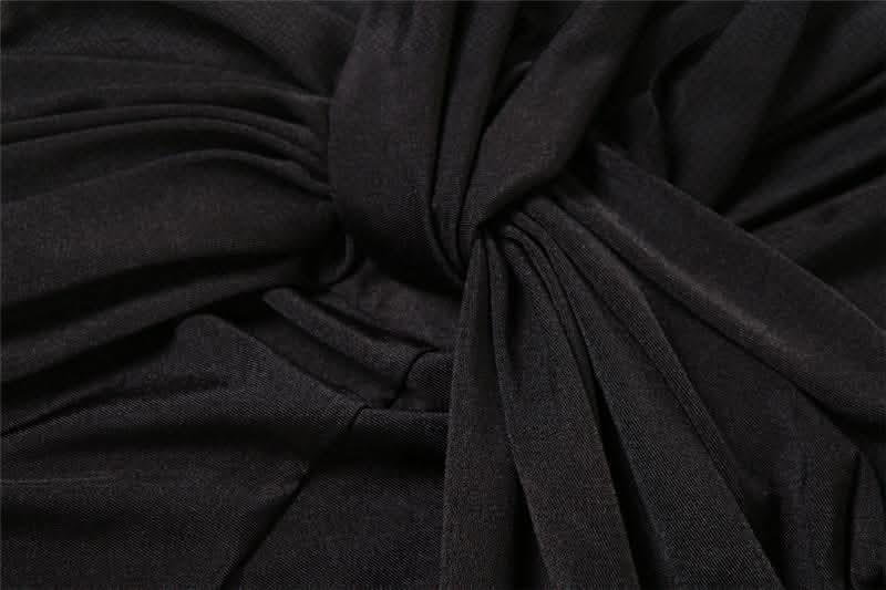Knotted slit solid long sleeve ruched maxi dress-final-sale  | Festival Outfits Women