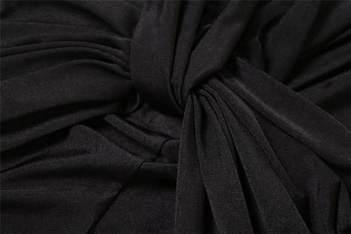 Knotted slit solid long sleeve ruched maxi dress-final-sale  | Festival Outfits Women