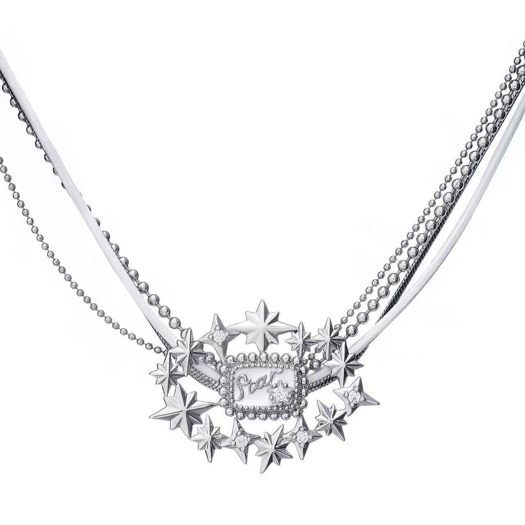 Star decor metal chain layered choker necklace  | Festival Outfits Women