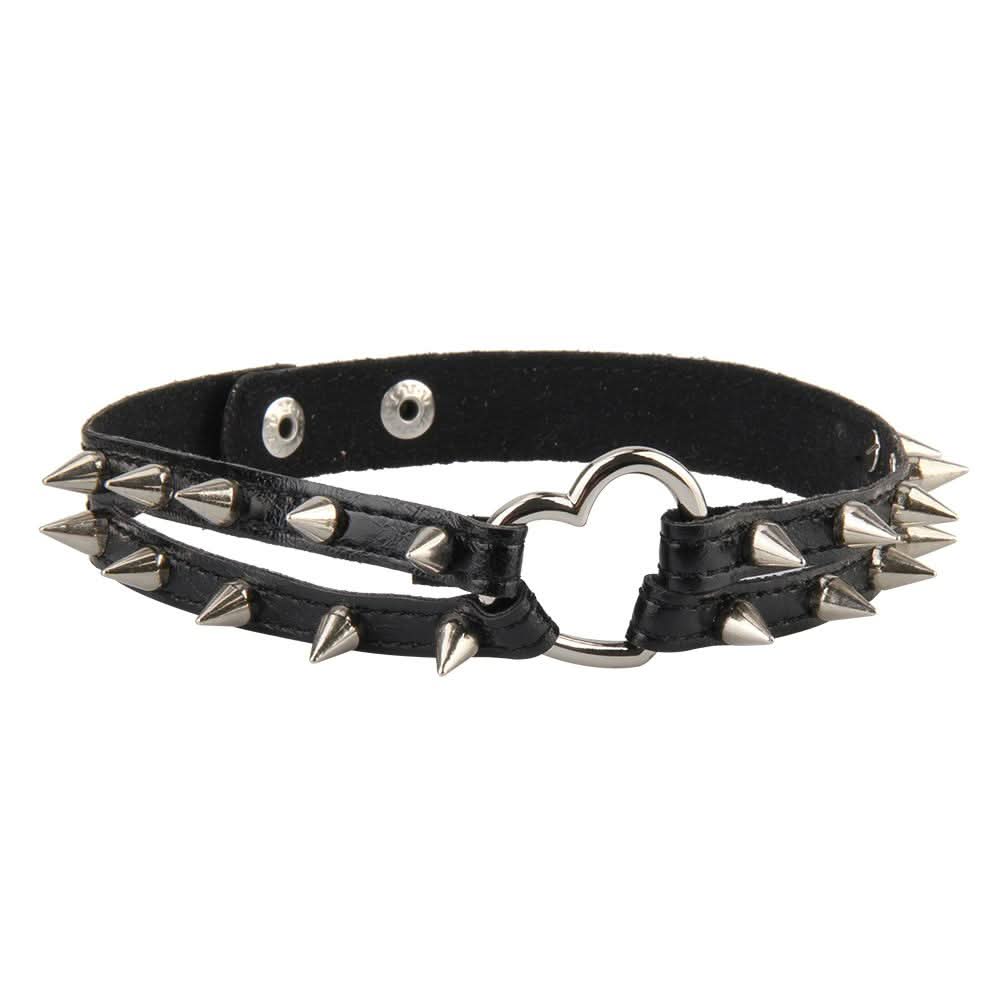 Heart rivet decor PU leather choker necklace  | Festival Outfits Women