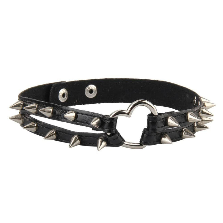 Heart rivet decor PU leather choker necklace  | Festival Outfits Women