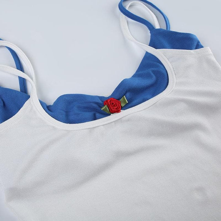 Flower applique ruched 2 piece cami top  | Festival Outfits Women