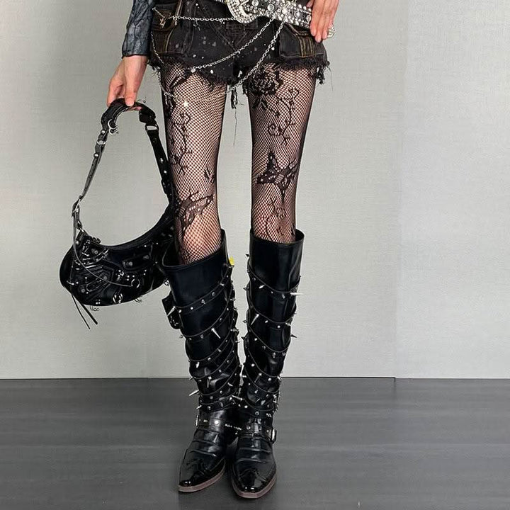 Fishnet butterfly pattern hollow out tights  | Festival Outfits Women