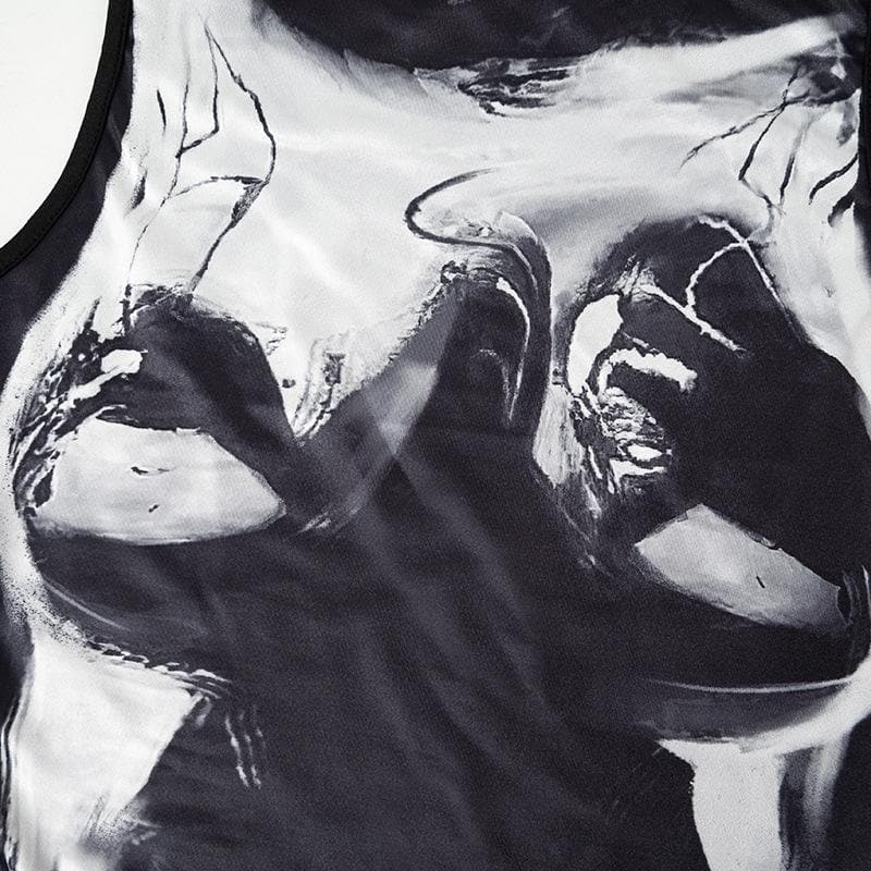 Crewneck body print contrast tank maxi dress  | Festival Outfits Women-final-sale