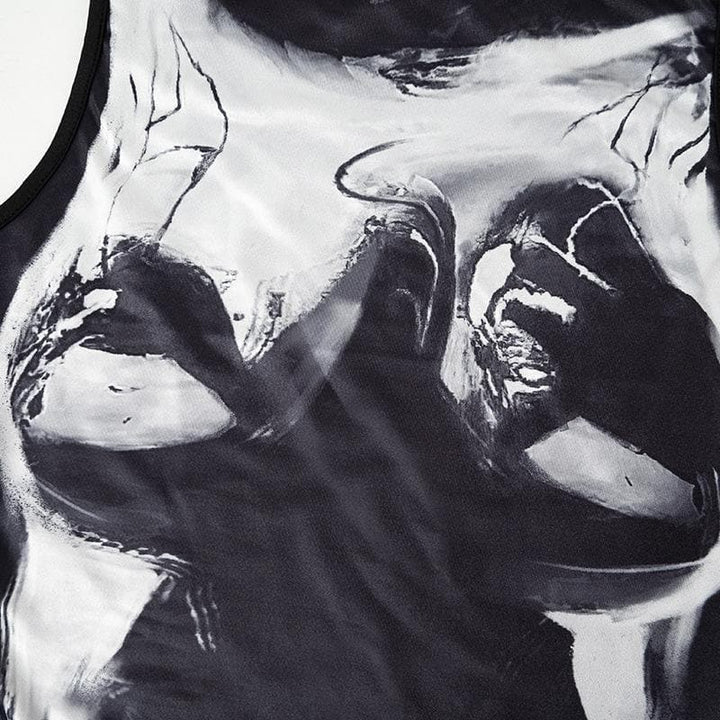 Crewneck body print contrast tank maxi dress  | Festival Outfits Women-final-sale