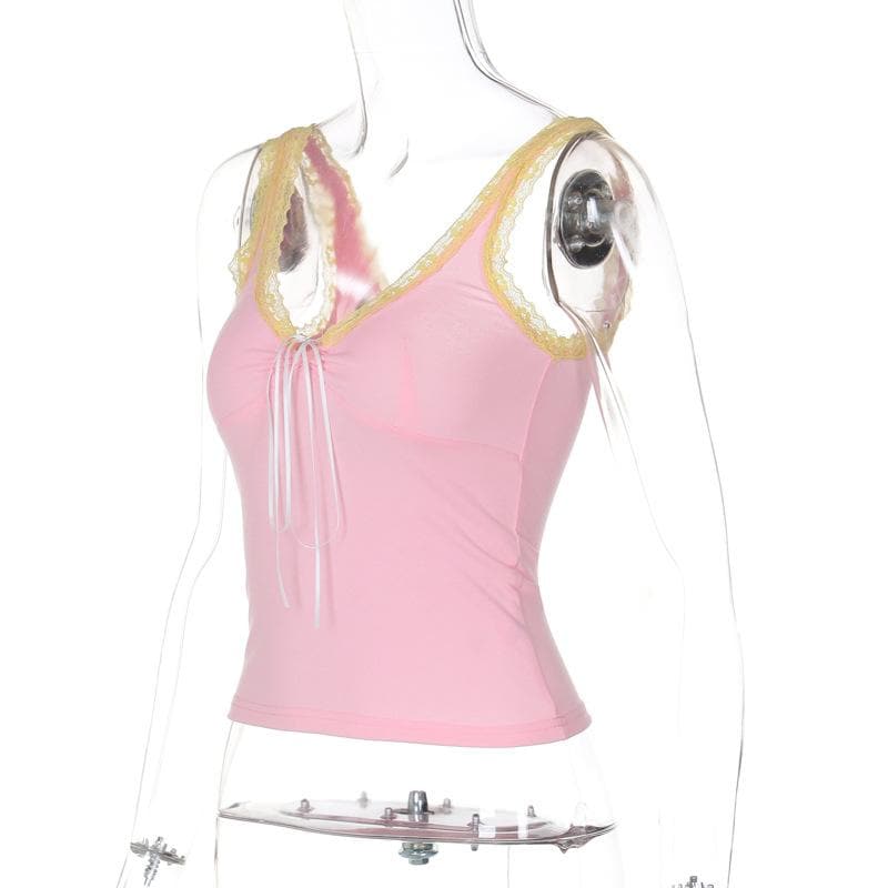 Lace hem self tie cami top  | Festival Outfits Women