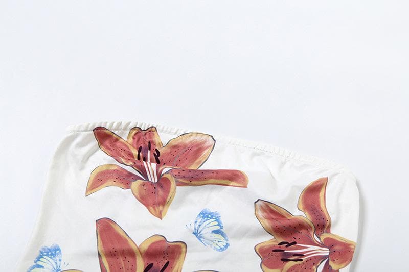 Tufafin malam buɗe ido mara baya na fure | Kayan Biki na Mata