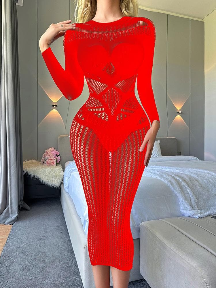 Long sleeve crewneck hollow out cut out maxi dress  | Festival Outfits Women