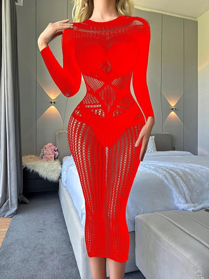 Long sleeve crewneck hollow out cut out maxi dress  | Festival Outfits Women