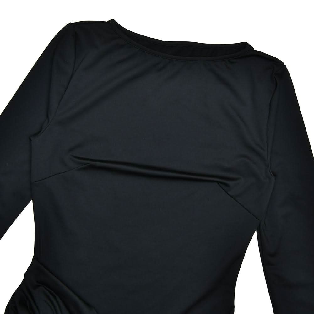 Long sleeve ruched metal applique mini dress  | Festival Outfits Women
