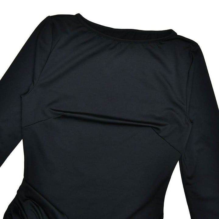 Long sleeve ruched metal applique mini dress  | Festival Outfits Women