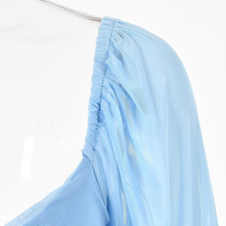 Mesh solid long sleeve ruched notch neck zip-up mini dress-final-sale  | Festival Outfits Women