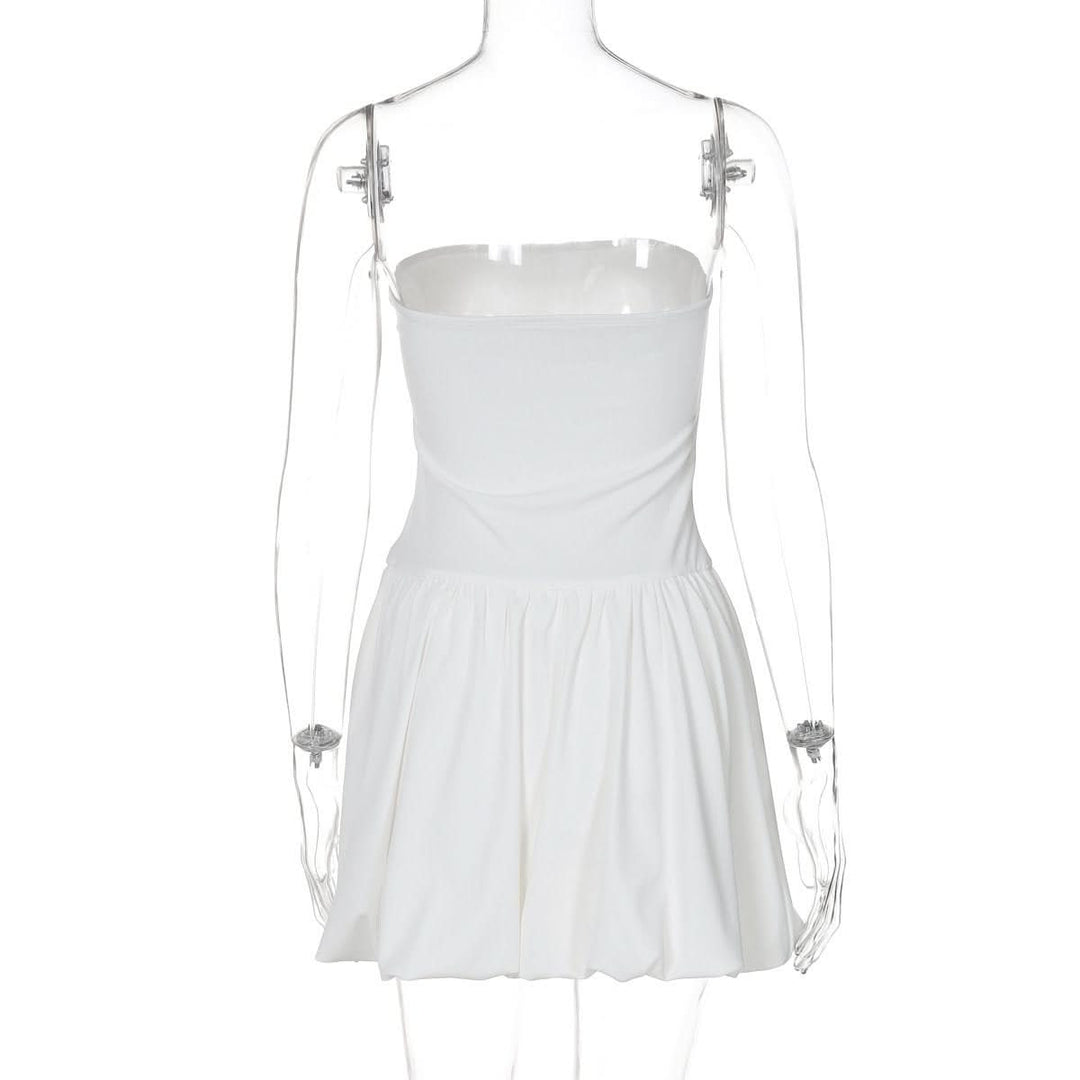 Backless solid A-line tube mini dress  | Festival Outfits Women