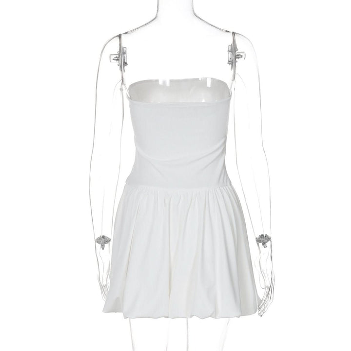 Backless solid A-line tube mini dress  | Festival Outfits Women