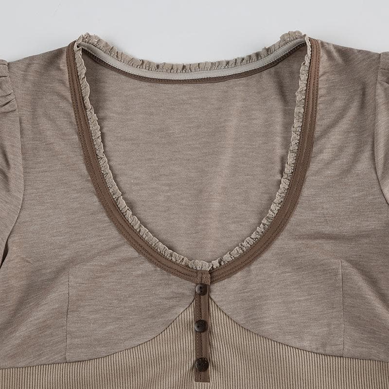 Rigunan gajeriyar riga mai maɓalli mai ɗaure da ribbed | Kayan Biki na Mata