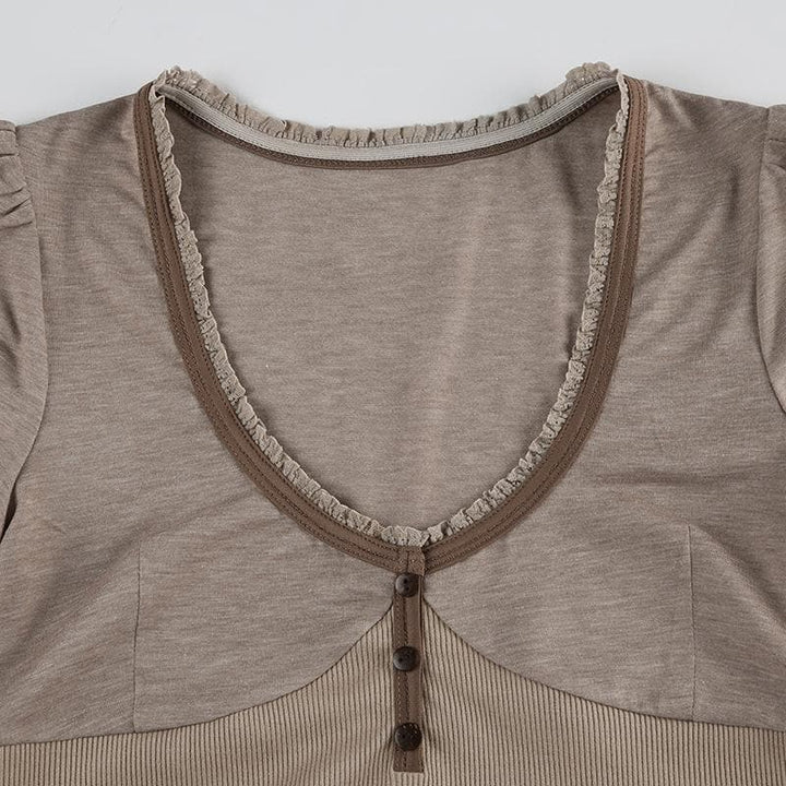 Rigunan gajeriyar riga mai maɓalli mai ɗaure da ribbed | Kayan Biki na Mata