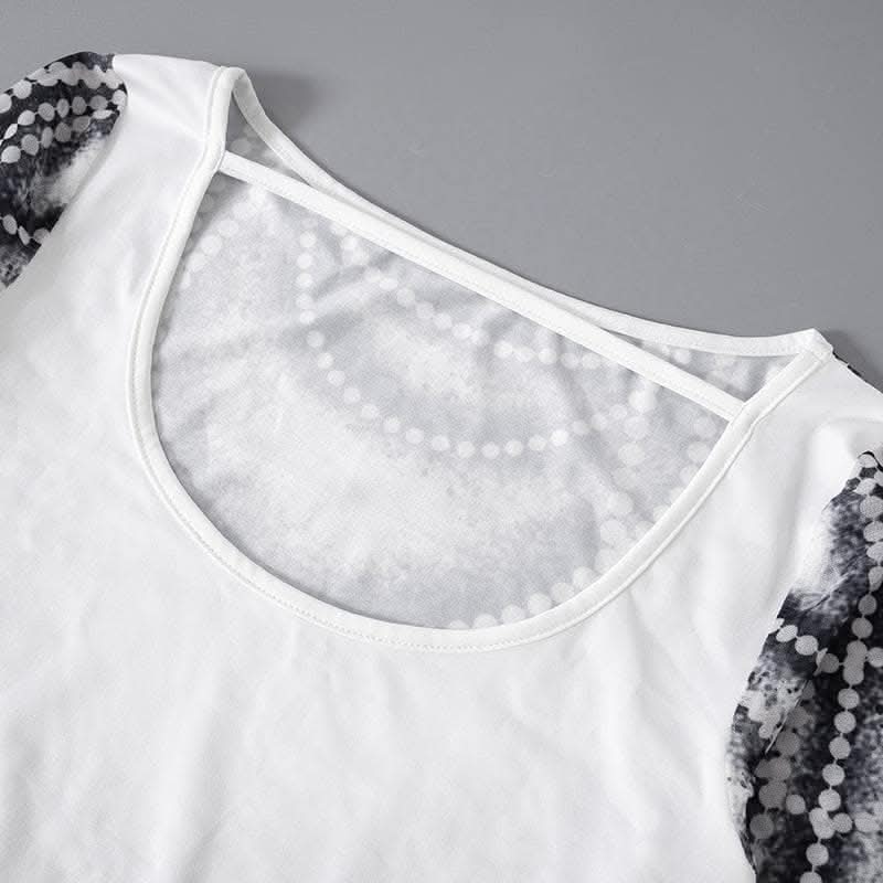 Drawstring long sleeve beaded print contrast backless top-final-sale  | Festival Outfits Women