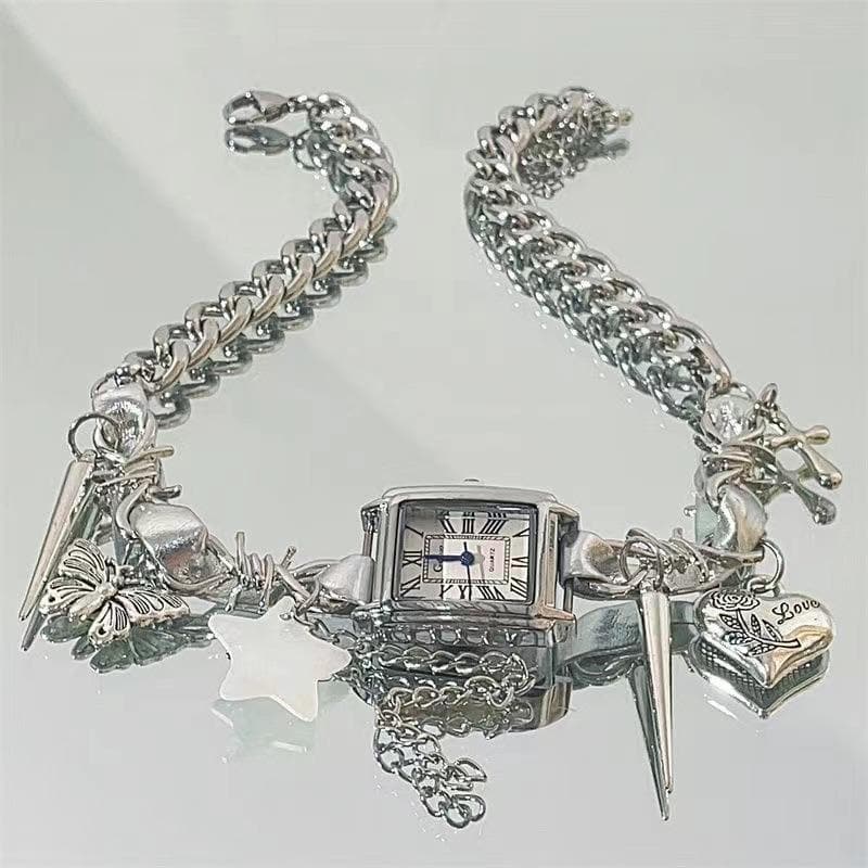 Clock star heart butterfly rivet choker necklace  | Festival Outfits Women