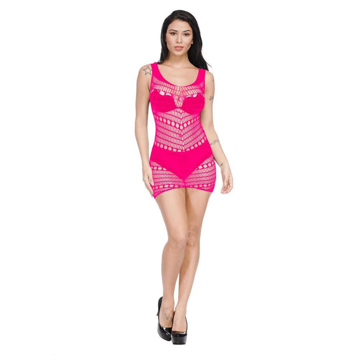 Net patchwork see through solid cami mini dress  | Festival Outfits Women