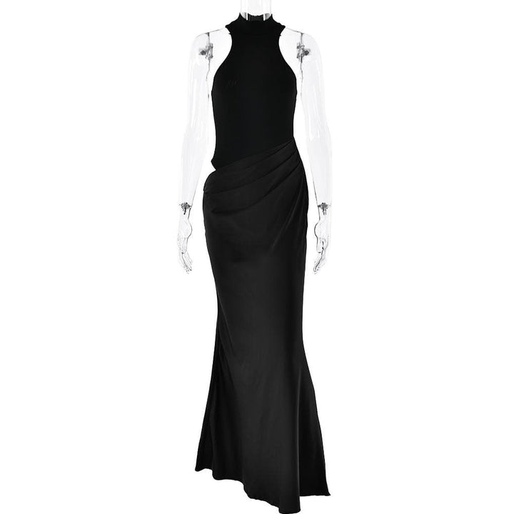 Crewneck ruched solid hollow out tank cut out maxi dress  | Festival Outfits Women