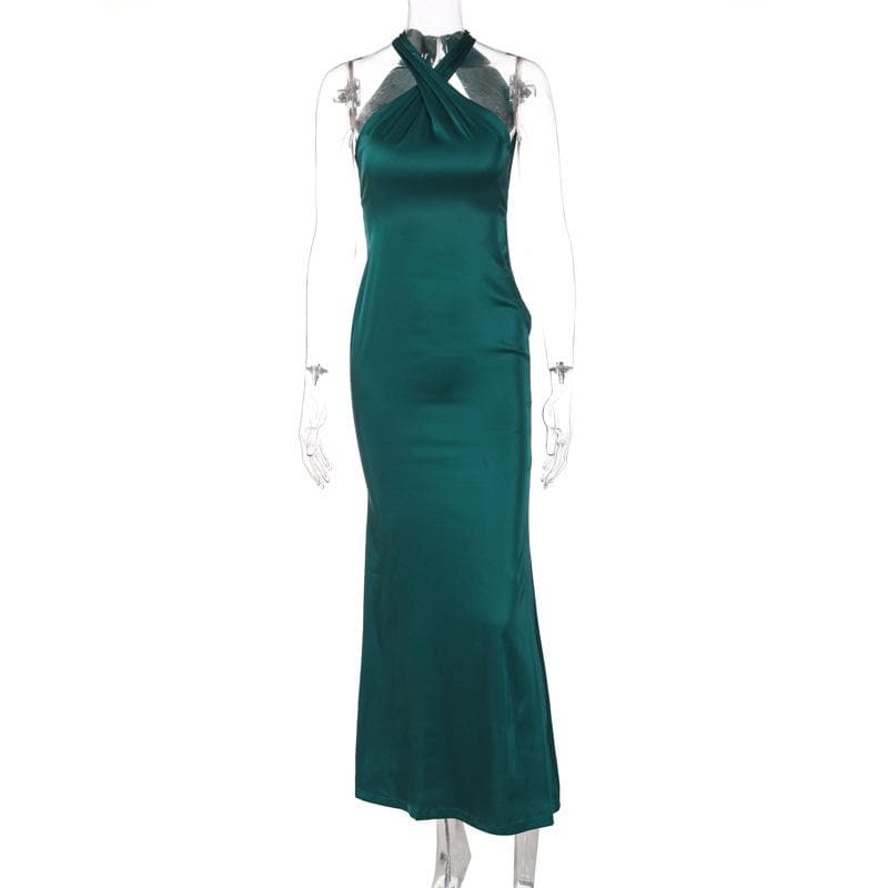 Cross front button zip-up solid maxi dress  | Festival Outfits Women