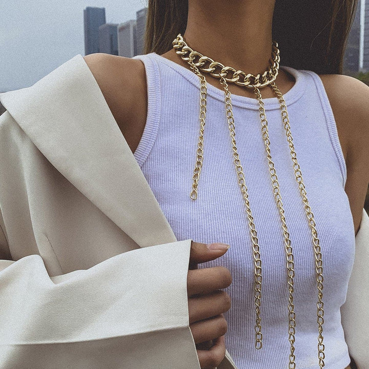 Cuban tassels metal chain choker necklace  | Festival Outfits Women