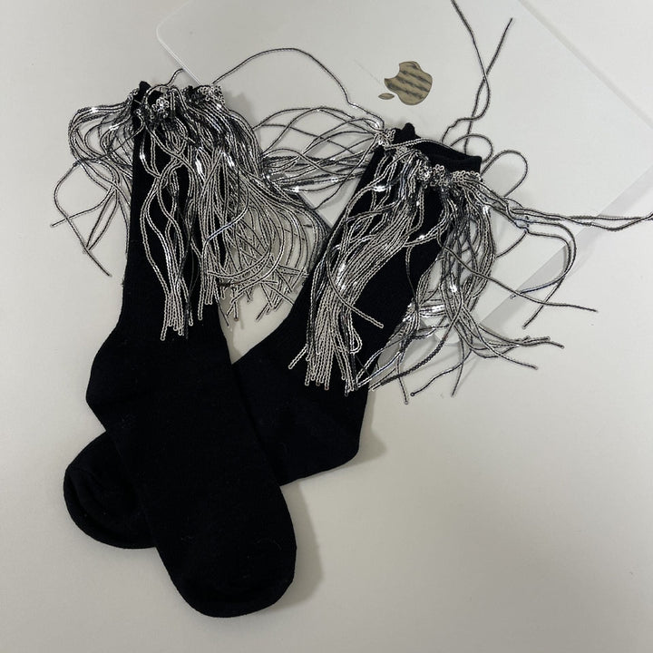 Tassels glitter contrast socks  | Festival Outfits Women
