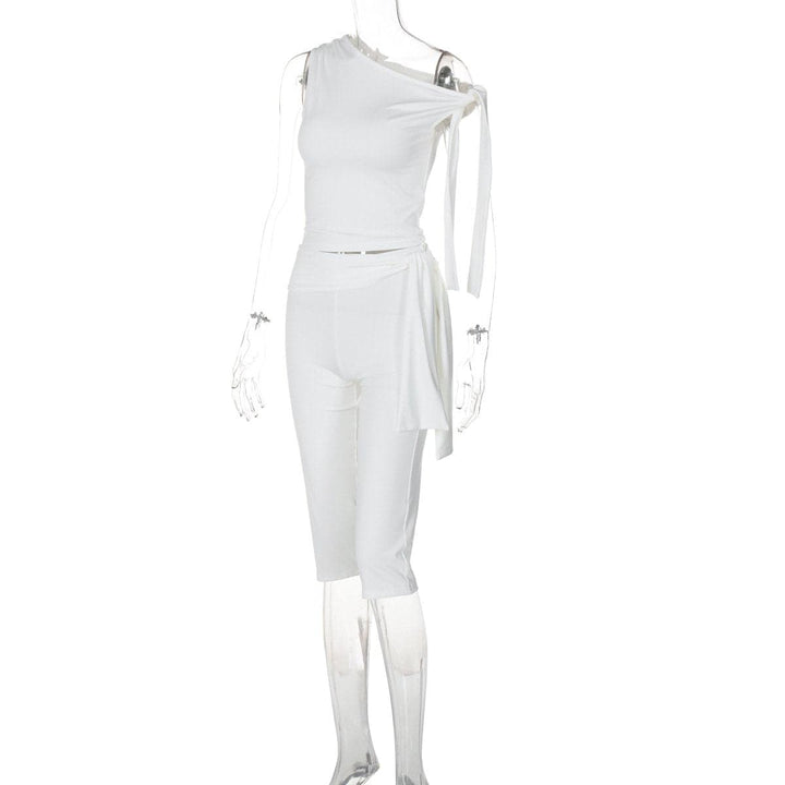 Off shoulder knotted medium rise pant set  | Festival Outfits Women