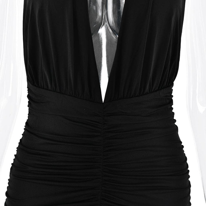 Halter deep v neck backless high slit maxi dress  | Festival Outfits Women