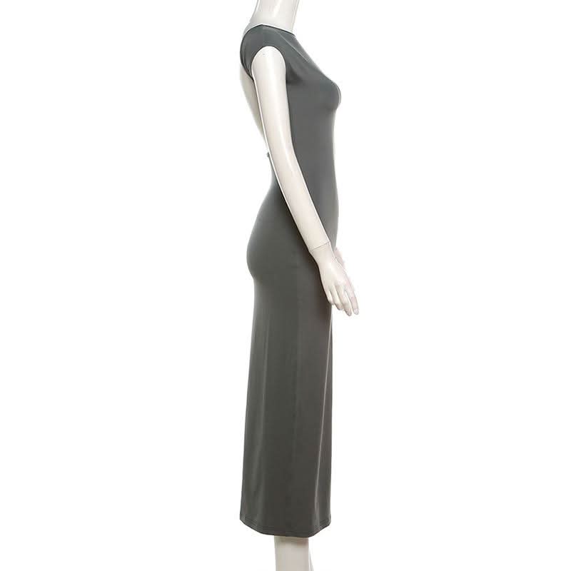 Cap sleeve solid backless maxi dress  | Festival Outfits Women
