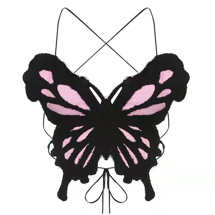 Butterfly pattern backless corss back cami top  | Festival Outfits Women