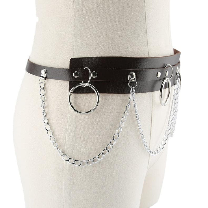 PU leather o ring metal chain belt  | Festival Outfits Women